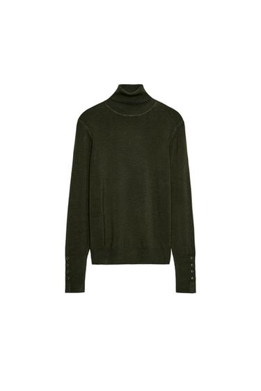 BASIC PLAIN KNIT JUMPER - Dark khaki by Zara