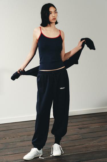 TEXT JOGGERS - Blue by Zara