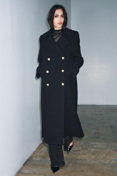 LONG WOOL BLEND COAT ZW COLLECTION - Dark navy by Zara
