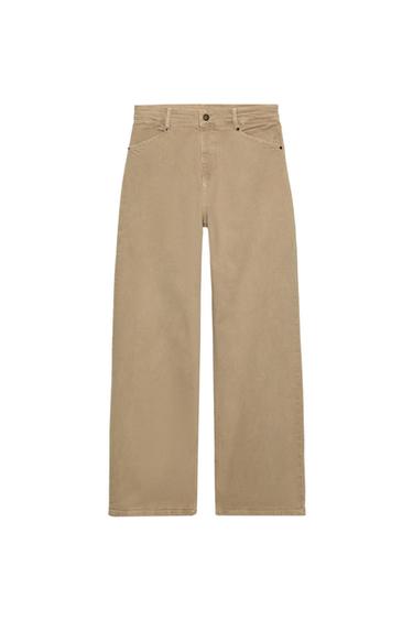 ZW COLLECTION WIDE-LEG HIGH-WAIST JEANS - Sand by Zara