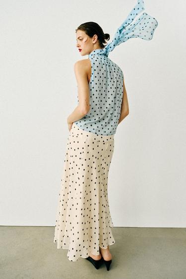 POLKA DOT BOW TOP - blue/black by Zara