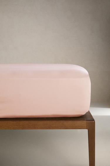 SATEEN FITTED SHEET | 30 CM HIGH (300 THREAD COUNT) - Pastel pink by Zara