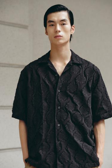 TEXTURED JACQUARD SHIRT - Black by Zara