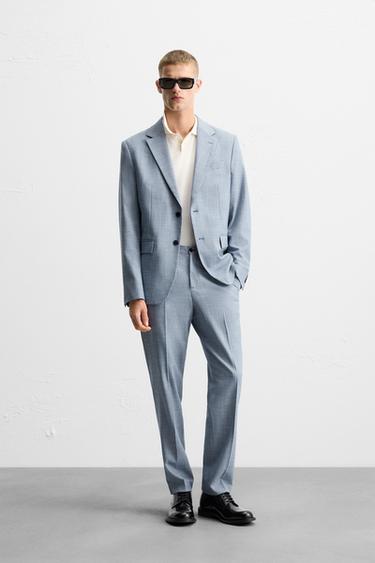 WOOL-BLEND TEXTURED SUIT - DARK SALMON by Zara
