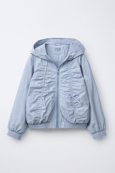 NYLON JACKET WITH SHIRRING AND BOWS - Light blue by Zara