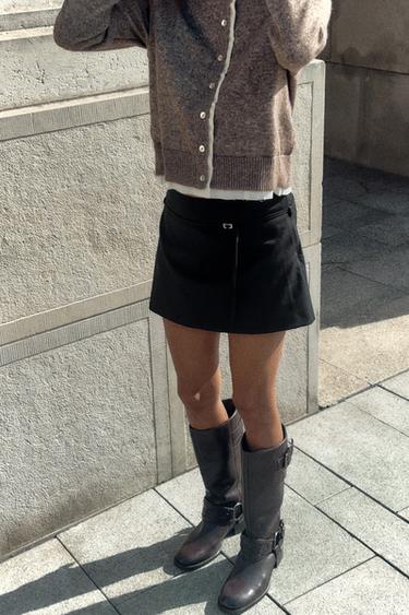 SKORT WITH BELT - Black by Zara