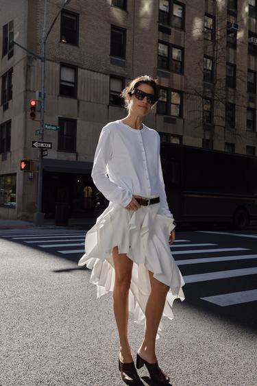 100% COTTON BUTTON-UP T-SHIRT - White by Zara