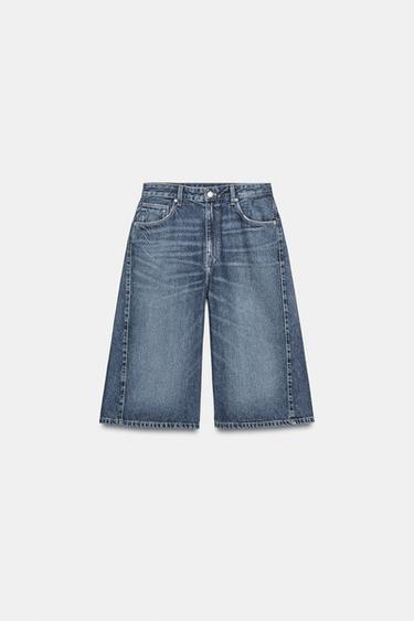 MID-WAIST TRF DENIM JORTS BERMUDA SHORTS - Blue by Zara