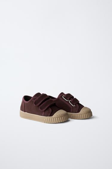 SPLIT SUEDE SNEAKERS - Burgundy Red by Zara