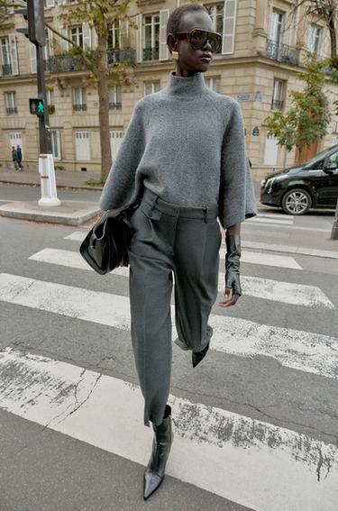 KNIT WIDE SLEEVE JUMPER - Grey marl by Zara