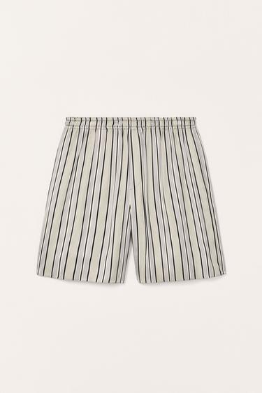 STRIPED RELAXED FIT BERMUDA SHORTS LIMITED EDITION - Beige by Zara