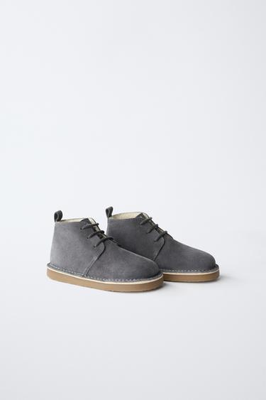 LINED LEATHER BOOTS - Blue grey by Zara
