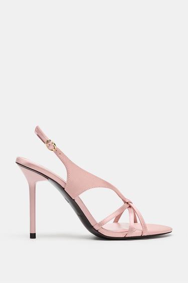 SATIN-EFFECT HIGH-HEEL SANDALS - Pink by Zara