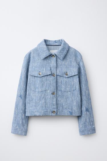 TEXTURED TRUCKER JACKET - Blue/White by Zara