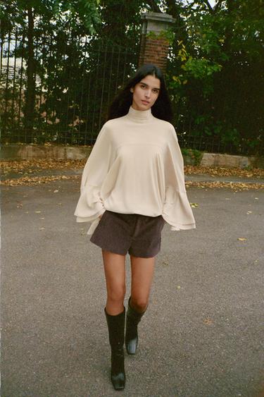 VELVET SHORTS - Taupe grey by Zara