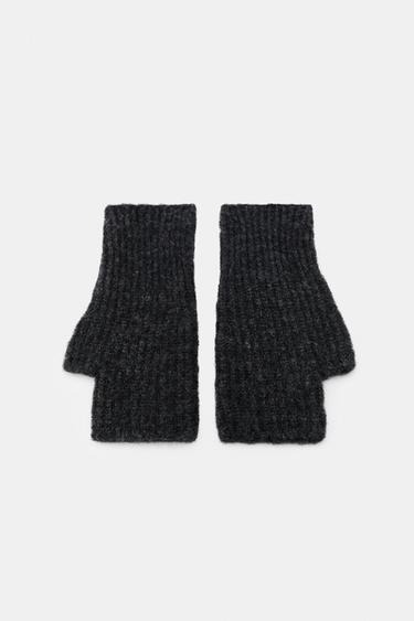 SHORT KNIT MITTENS - Anthracite Grey by Zara