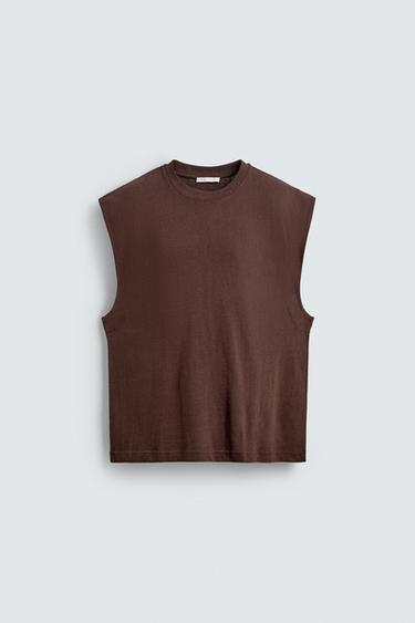 RELAXED FIT TANK TOP - Brown by Zara