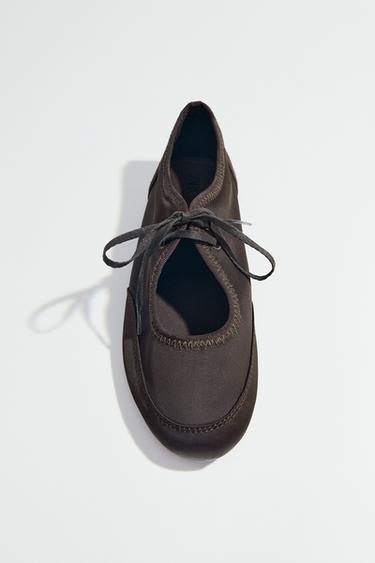 SPORTS BALLERINA WITH LACES - Brown by Zara