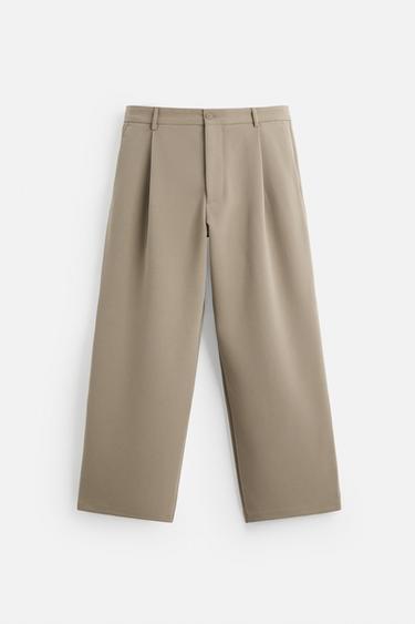 RELAXED FIT PLEATED TROUSERS - camel by Zara