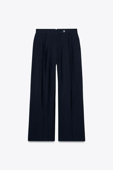 ZW COLLECTION TROUSERS WITH DARTS - Navy blue by Zara