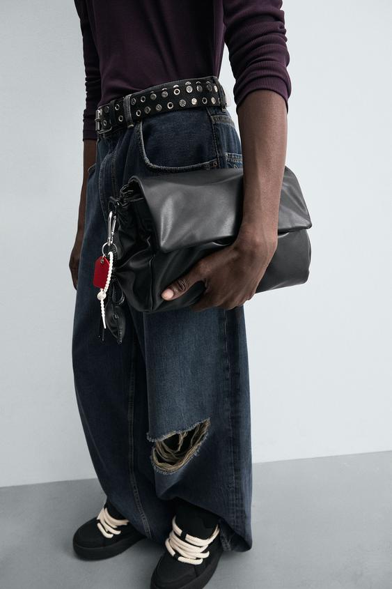 CROSSBODY BAG WITH FLAP AND KEYRING - Black by Zara - Image 0
