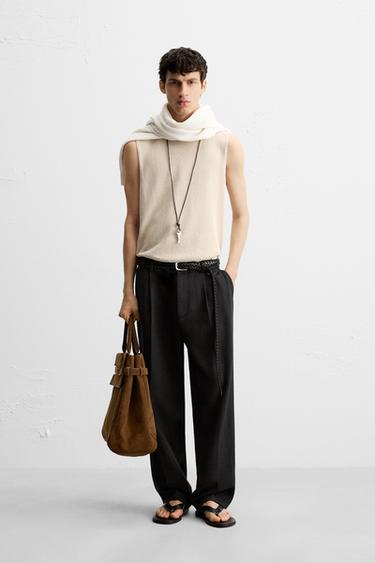 RELAXED FIT KNIT TANK TOP - Light beige by Zara - Image 0