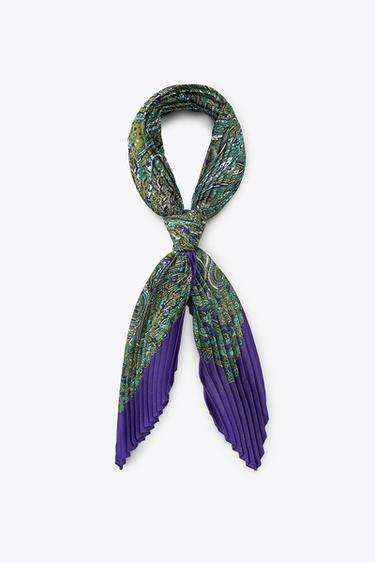 PLEATED PRINTED BANDANA - Purple by Zara - Image 0