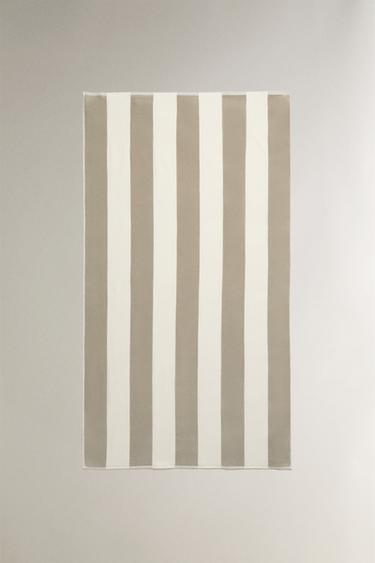 STRIPED BEACH TOWEL - Grey green by Zara