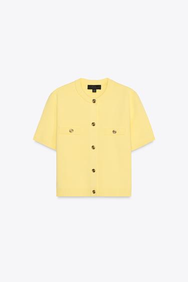 SHORT SLEEVE KNIT CARDIGAN - Yellow by Zara