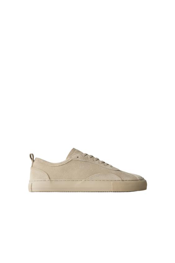 LEATHER BAREFOOT TRAINERS - Taupe Grey by Zara - Image 0
