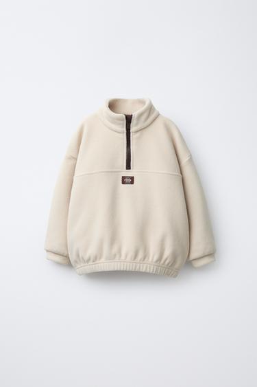 FLEECE ZIP-UP SWEATSHIRT - Mid-ecru by Zara