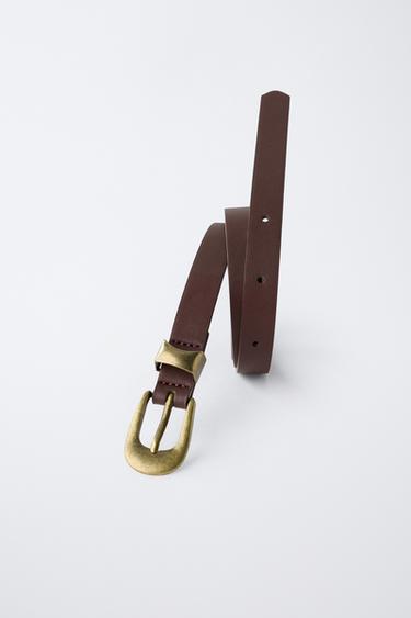LEATHER-EFFECT BELT - Brown by Zara