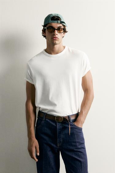 WASHED REGULAR FIT T-SHIRT - Oyster-white by Zara