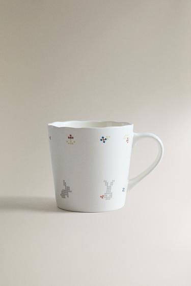 CHILDREN'S PORCELAIN MUG WITH RABBITS - Multicoloured by Zara
