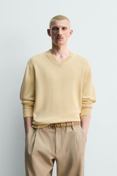 REGULAR FIT COTTON JUMPER - Vanilla by Zara