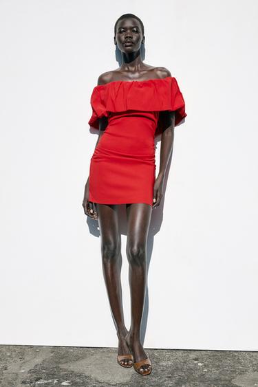 RUFFLED MINI DRESS - Red by Zara - Image 0