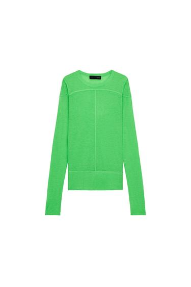 FINE KNIT WOOL BLEND JUMPER - GREEN by Zara