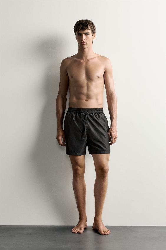 AARON LEVINE X ZARA MID-LENGTH SWIMMING TRUNKS - Black by Zara - Image 0