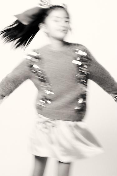 KNIT JUMPER WITH SEQUINS - Mid-grey by Zara