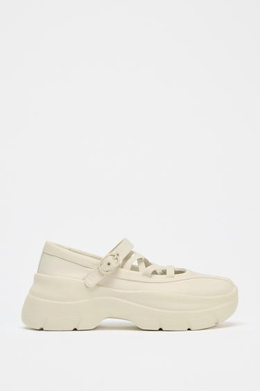 STRAPPY TRAINER BALLERINAS - Ecru White by Zara - Image 0
