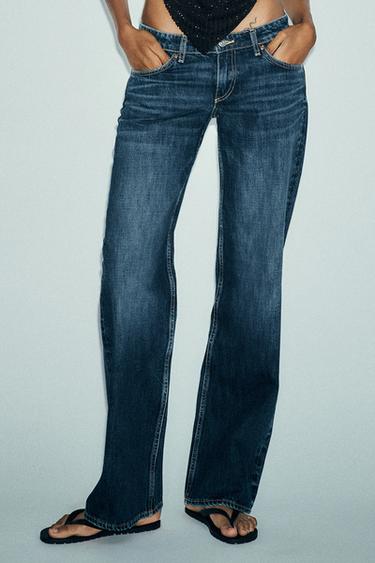 TRF WIDE-LEG LOW-RISE JEANS - Navy blue by Zara