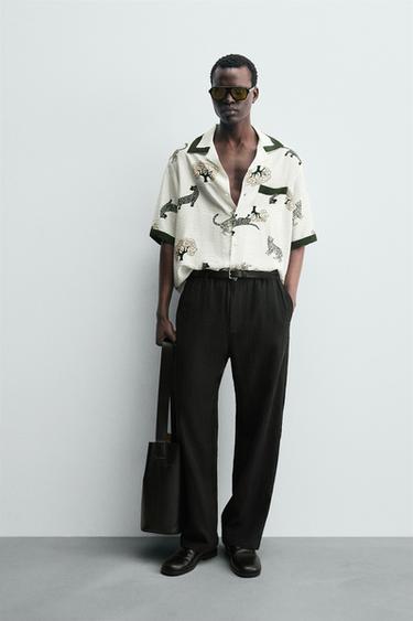 ANIMAL PRINT SHIRT - Ecru / Green by Zara - Image 0