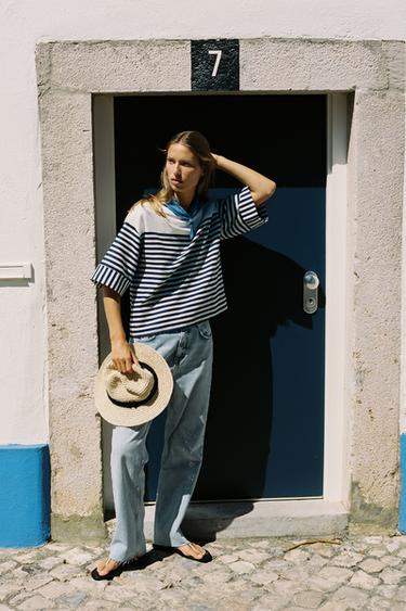 STRIPED LINEN BLEND SHIRT - Blue/White by Zara
