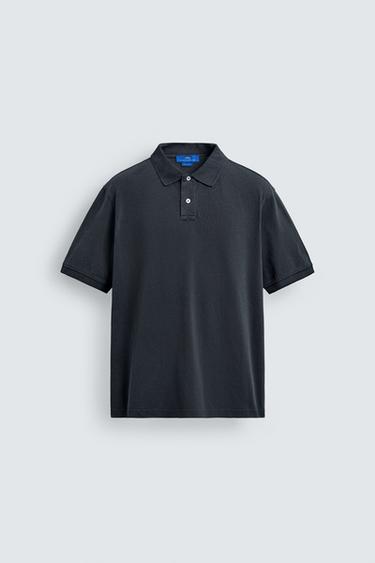 WASHED PIQUÉ POLO SHIRT AARON LEVINE X ZARA - Navy blue by Zara