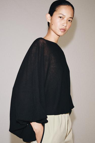VOLUMINOUS SLEEVE KNIT JUMPER - Black by Zara