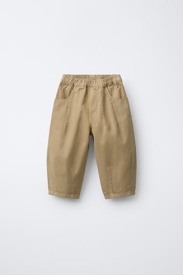 SOFT TOUCH BAGGY TROUSERS WITH PLEATS - Light camel by Zara