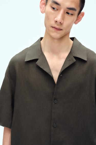 100% LINEN SHIRT - Brown / Taupe by Zara