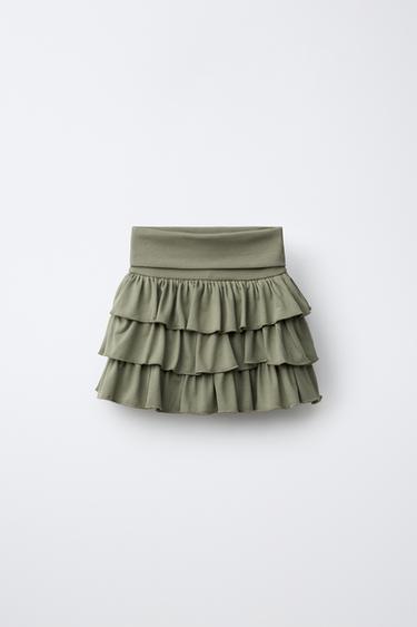 RUFFLED FOLD-OVER WAIST SKORT - Khaki by Zara