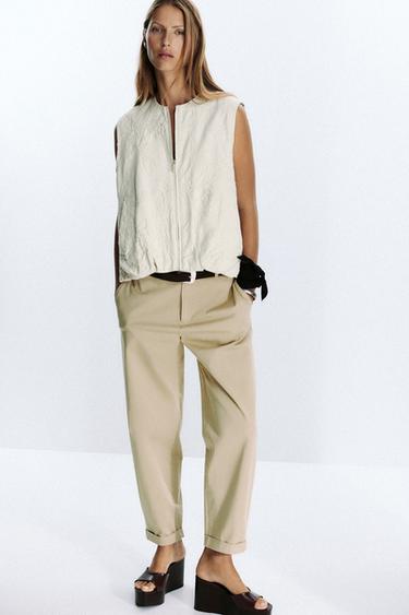 EMBROIDERED GILET - Ecru by Zara
