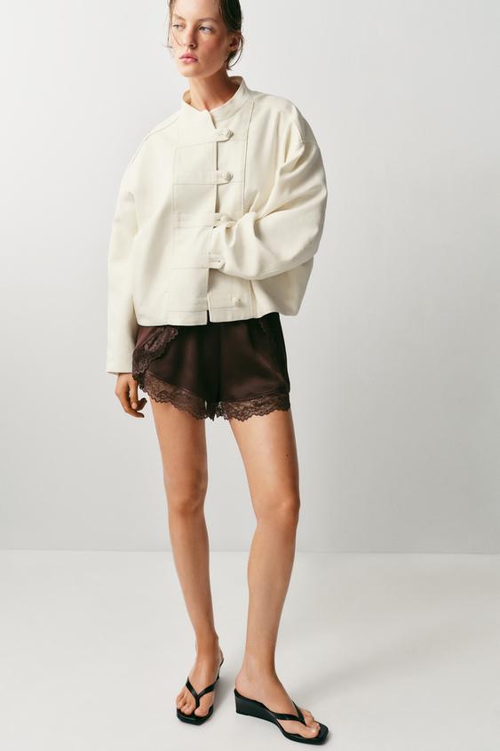 COMBINED LACE SHORTS - Brown by Zara - Image 0